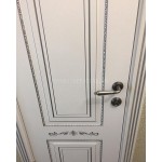 Двери Смальта 04 белая эмаль RAL 9003 патина серебро