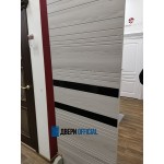 Межкомнатные двери Новелла-2 лиственница серая стекло черный лакобель